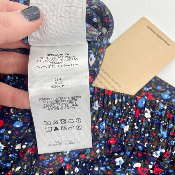 NWT Anthropologie x Stella Nova Olive Pants in Navy Ditzy Blue‎ Floral Print XS - Picture 14 of 14